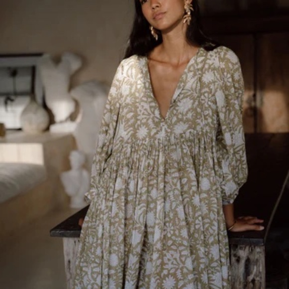 Daughter's of India "Kyra" Mini Dress in Oliva - Picture 2 of 6